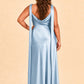 Flattering Plus Size Bridesmaid Dress with Asymmetric Neck and Draped Elegance