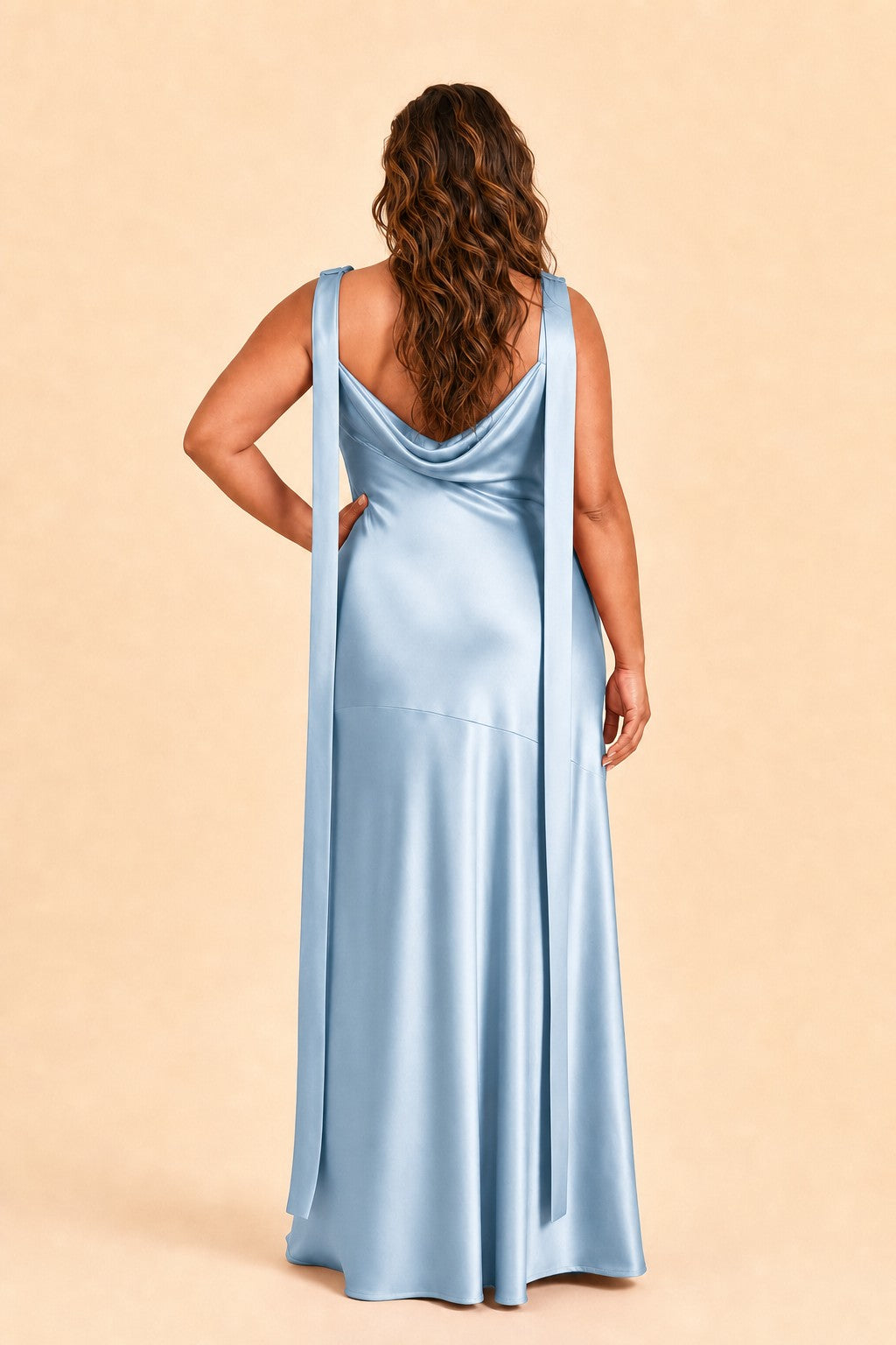 Flattering Plus Size Bridesmaid Dress with Asymmetric Neck and Draped Elegance