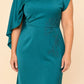 Plus Size Mother of the Bride Dress with Asymmetrical Cape and Embroidery