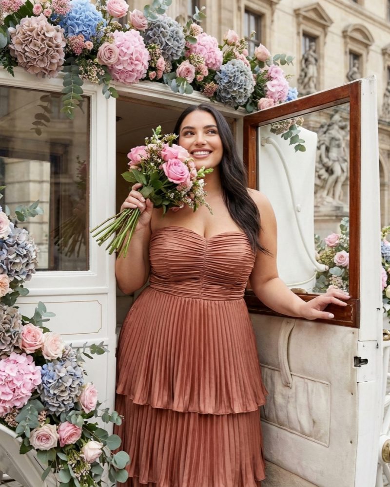 Chantarae Soft Satin Ruffled A-Line Plus Size Bridesmaid Dress for Wedding Parties - N0382