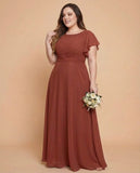 Avenleigh Timeless Chiffon A-Line Plus Size Bridesmaid Dress Ruched Waist - N0331