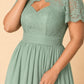 Plus Size Floral A-Line Bridesmaid Dress with Ruched Bodice and Elegant Side Slit