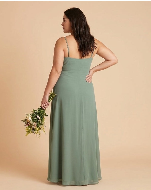 Silvarelle Elegant Plus Size Sheath Bridesmaid Dress with Chiffon for Wedding Party -N0363