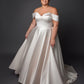 Satin A-line gown neckline with full circular skirt
