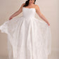 Printed Organza Ball Gown Wedding Dress with Cat Eye Neckline, V Waist