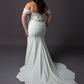 Crepe and Lace wedding dress with cap sleeves
