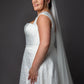 Aline wedding dress with square neckline cap sleeves