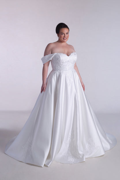 A-line Satin And Lace Wedding Dress