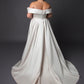 Satin A-line gown neckline with full circular skirt