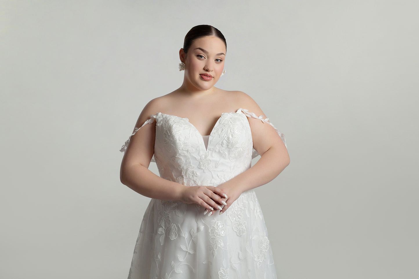 A-line Lace dress with sweetheart neckline delicate drop shoulder  straps