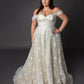Sweetheart neckline with soft drop shoulder straps, croset style bodice