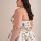 Strapless Satin Ball Gown Wedding Dress with Embroidered Bodice