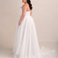 Mikado Ball Gown Wedding Dress with Cat Eye Neckline, Basque V Waist