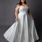 Corset style bodice wedding dress with lace drop shoulder full skirt