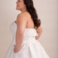 Strapless Satin Ball Gown Wedding Dress with Lace Appliqué Bodice