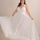 Crepe and Lace A-Line Wedding Gown with Sweetheart Neckline and Straps