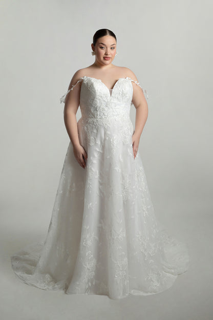 A-line Lace dress with sweetheart neckline delicate drop shoulder  straps