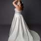 Slim Aline wedding dress with pleats on side cuff detail on bustline