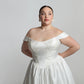 Soft scoop bodice with drop shoulder straps ballgown skirt