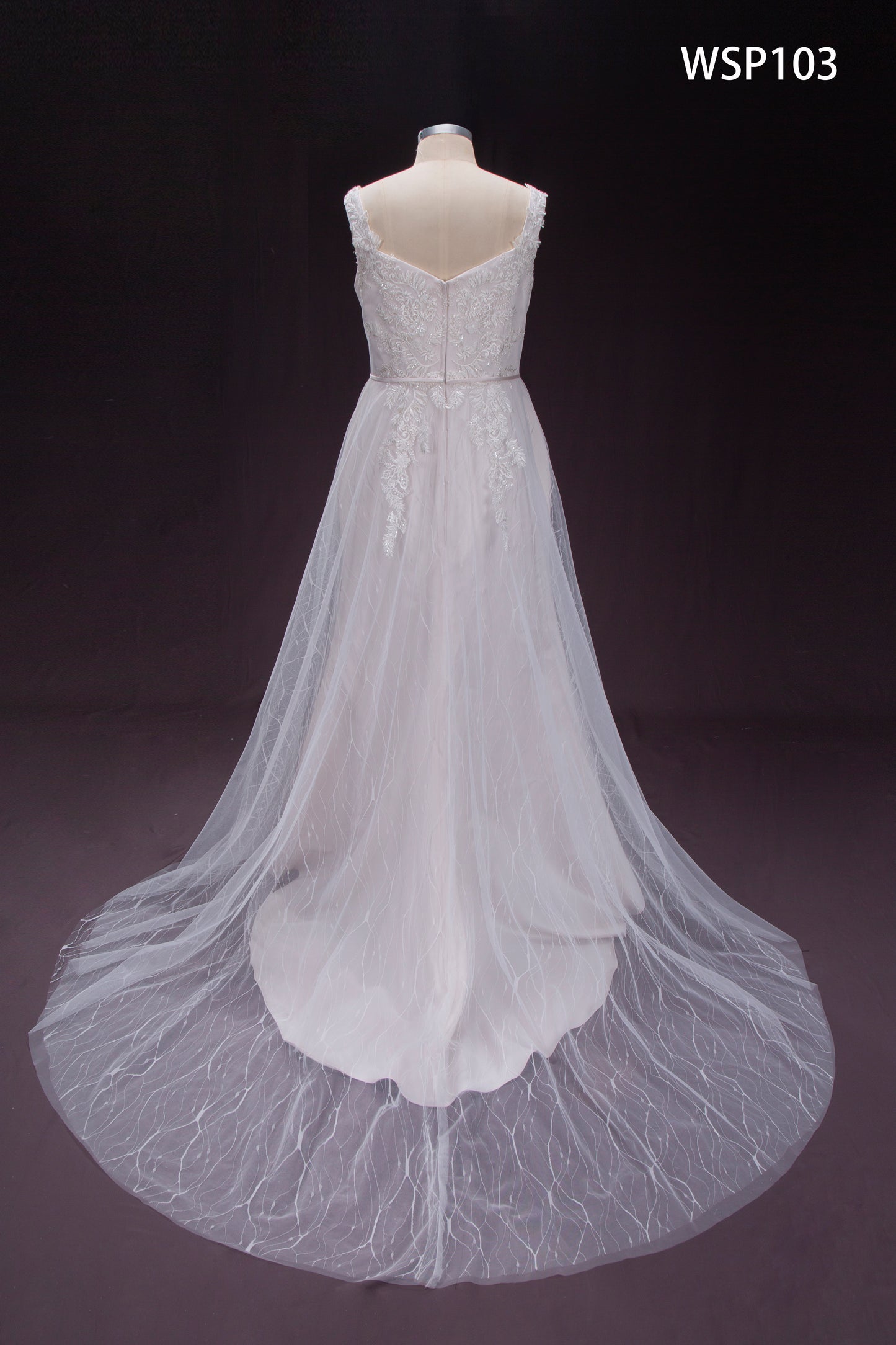 Lace and Tulle A-Line Wedding Gown with Sweetheart Neckline and Straps