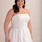 Strapless Satin Ball Gown Wedding Dress with Lace Appliqué Bodice