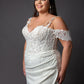 Crepe and Lace wedding dress with cap sleeves
