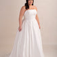 Strapless Satin Ball Gown Wedding Dress with Lace Appliqué Bodice
