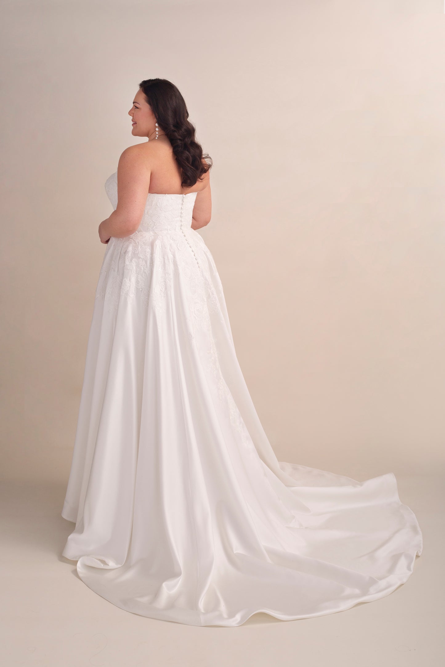 Strapless Satin A-Line Wedding Gown with Straight Neckline