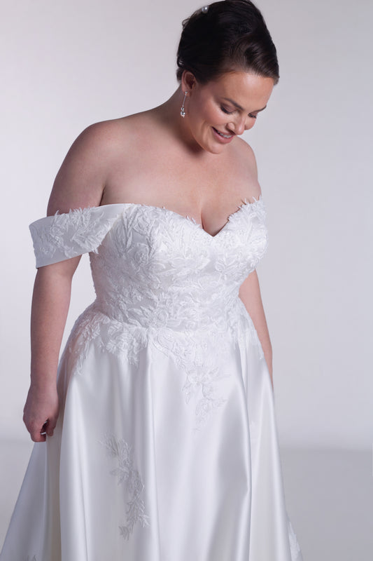 A-line Satin And Lace Wedding Dress