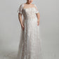 Lace bodice with detachable flutter sleeves, A-line skirt