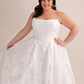 Printed Organza Ball Gown Wedding Dress with Cat Eye Neckline, V Waist