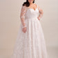 Lace Ball Gown Wedding Dress with Sweetheart Neckline and Long Sleeves