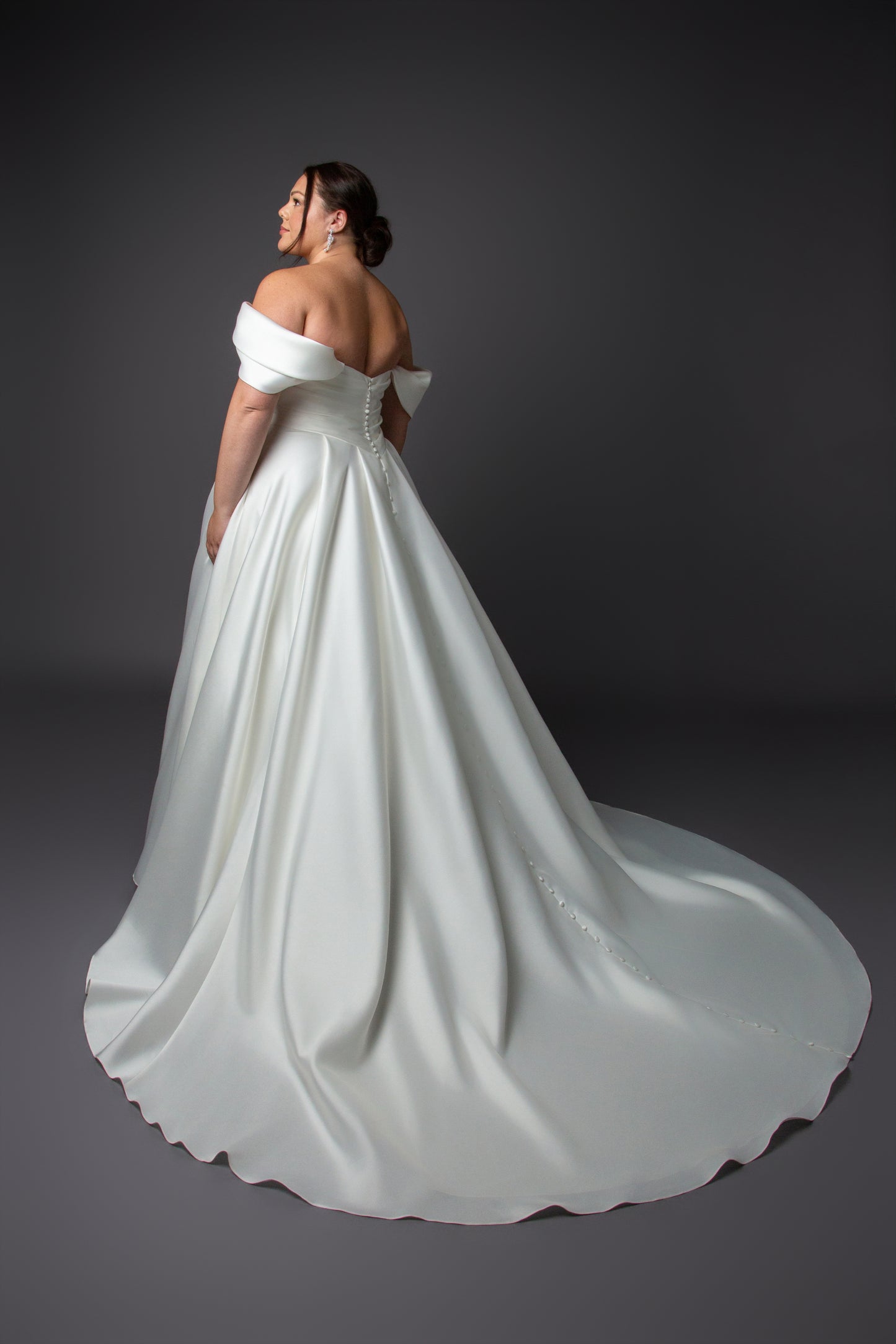 Aline ruched bodice wedding dress with ruched side skirt