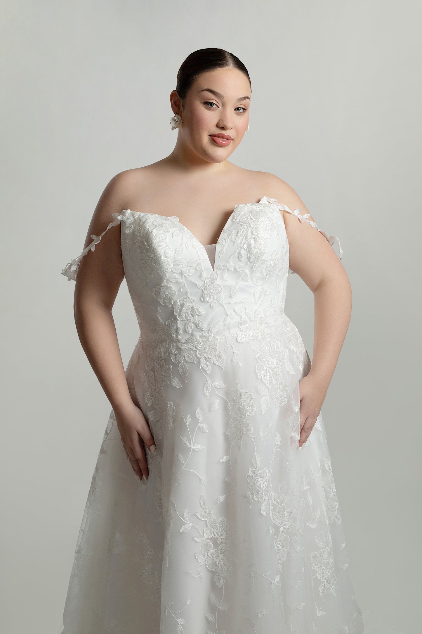 A-line Lace dress with sweetheart neckline delicate drop shoulder  straps