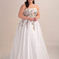 Strapless Satin Ball Gown Wedding Dress with Embroidered Bodice