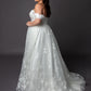 Satin corset bodice wedding dress with beaded tulle
