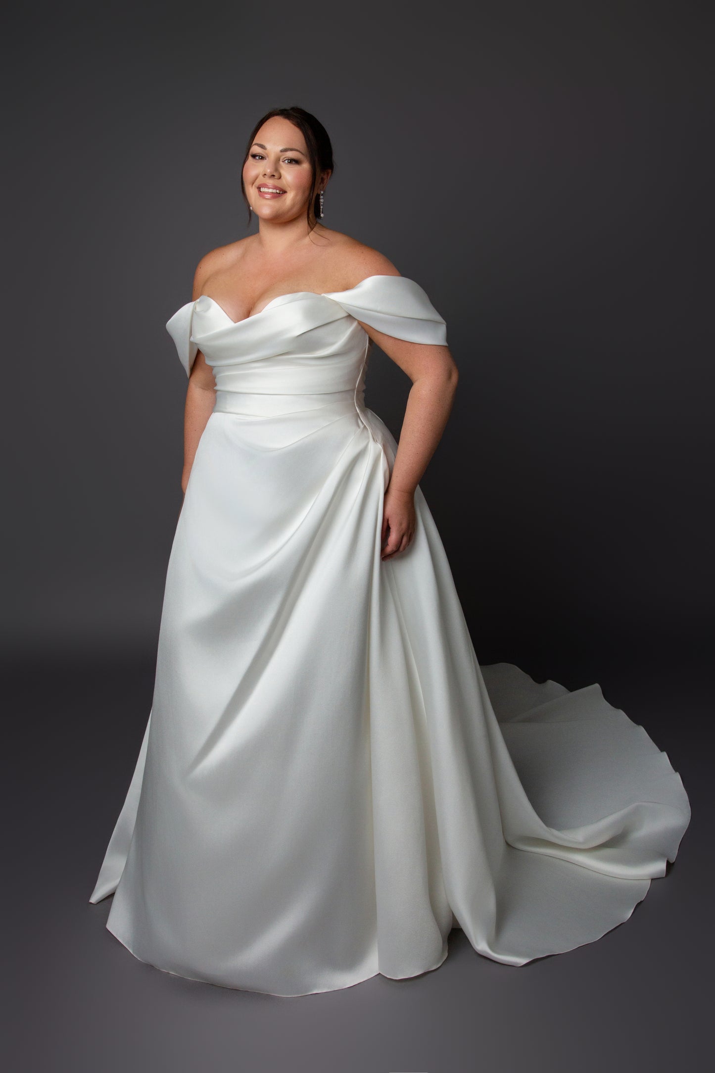 Aline ruched bodice wedding dress with ruched side skirt