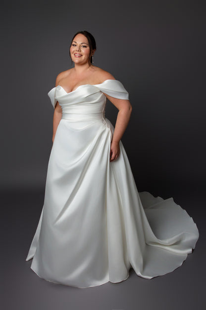 Aline ruched bodice wedding dress with ruched side skirt