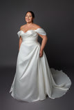 Aline ruched bodice wedding dress with ruched side skirt