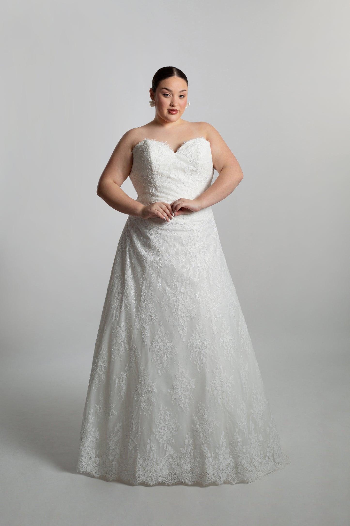 Lace strapless A-line dress