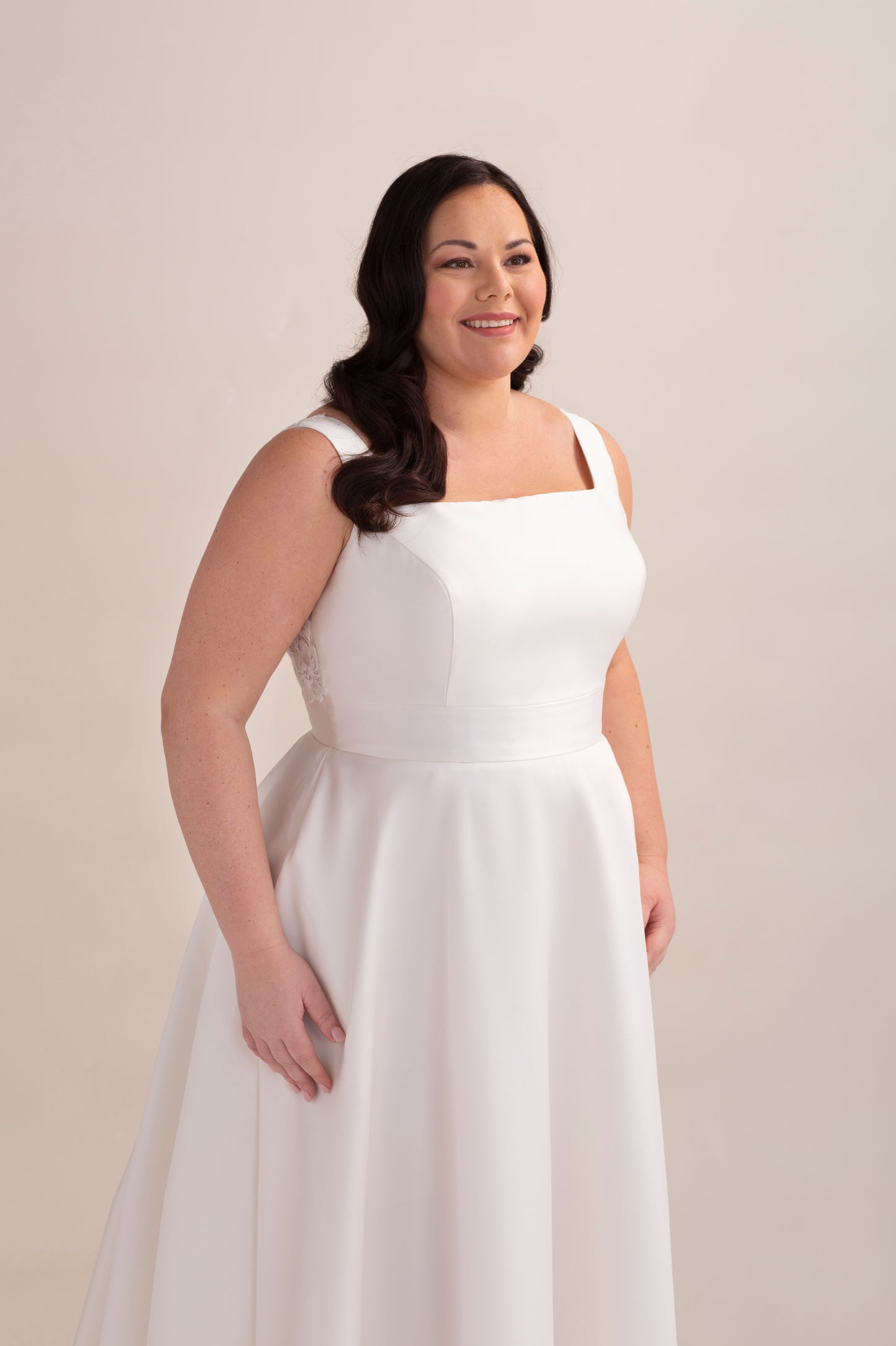 Mikado A-Line Ball Gown Wedding Dress with Square Neckline and Straps