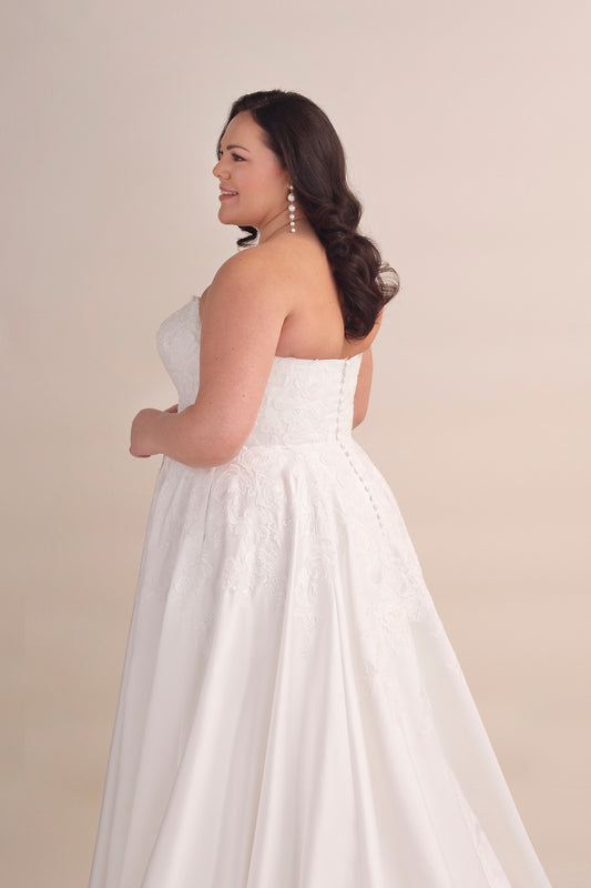 Strapless Satin A-Line Wedding Gown with Straight Neckline