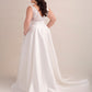 Mikado A-Line Ball Gown Wedding Dress with Square Neckline and Straps