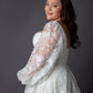 Lace bodice wedding dress with lace balloon sleeves full circular skirt