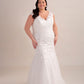 Lace and Tulle Trumpet Wedding Gown with V Neckline