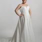 Cat eye neckline channel boned bodice paired with A-line skirt