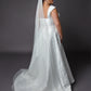 Aline wedding dress with square neckline cap sleeves