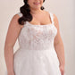 Lace and Tulle A-Line Wedding Gown with Square Neckline