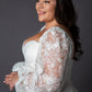 Lace bodice wedding dress with lace balloon sleeves full circular skirt