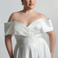 Bardot crossover neckline with trailing lace on bodice, full circular SKT